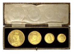 Queen Victoria Golden Jubilee four gold coin set, 1887