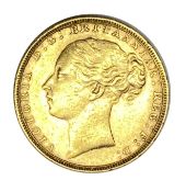 Queen Victoria gold Sovereign coin, 1880