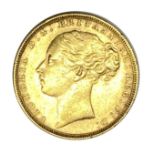 Queen Victoria gold Sovereign coin, 1880