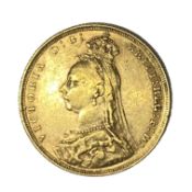 Queen Victoria gold Sovereign coin, 1889