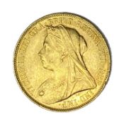 Queen Victoria gold Sovereign coin, Perth mint, 1900