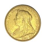 Queen Victoria gold Sovereign coin, 1896