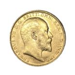 Edward VII gold Sovereign coin, 1906