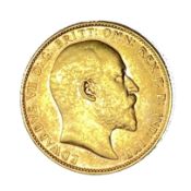 Edward VII gold Sovereign coin, 1907