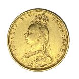 Queen Victoria gold Sovereign coin, 1889