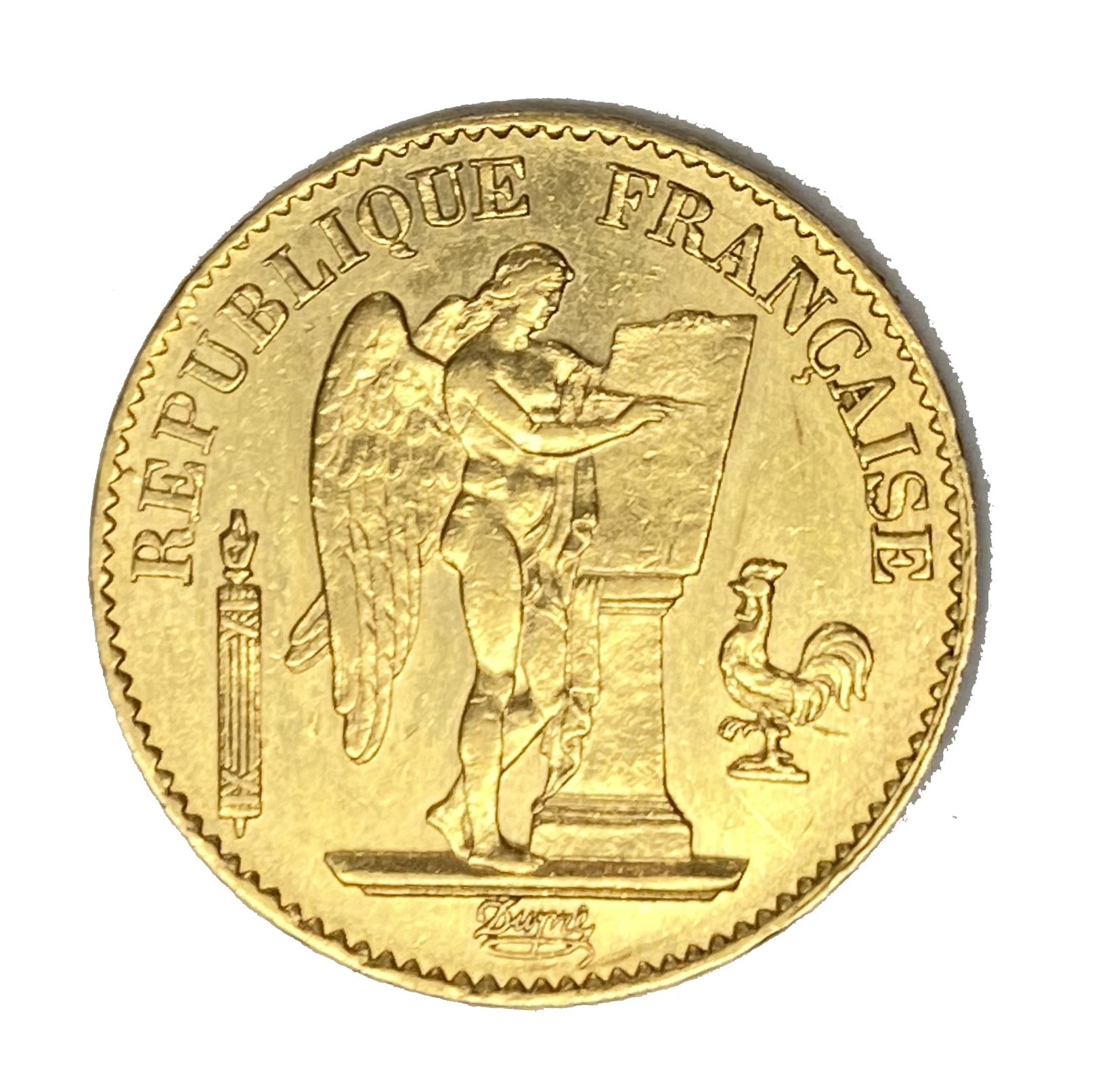 French Republic 20 Franc gold coin, 1875