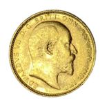 Edward VII gold Sovereign coin, 1910, Melbourne mint