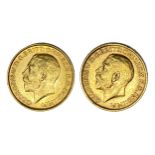 George V two gold Sovereign coins, 1911