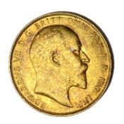 Edward VII gold Sovereign coin, 1908