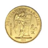 French Republic 20 Franc gold coin, 1897