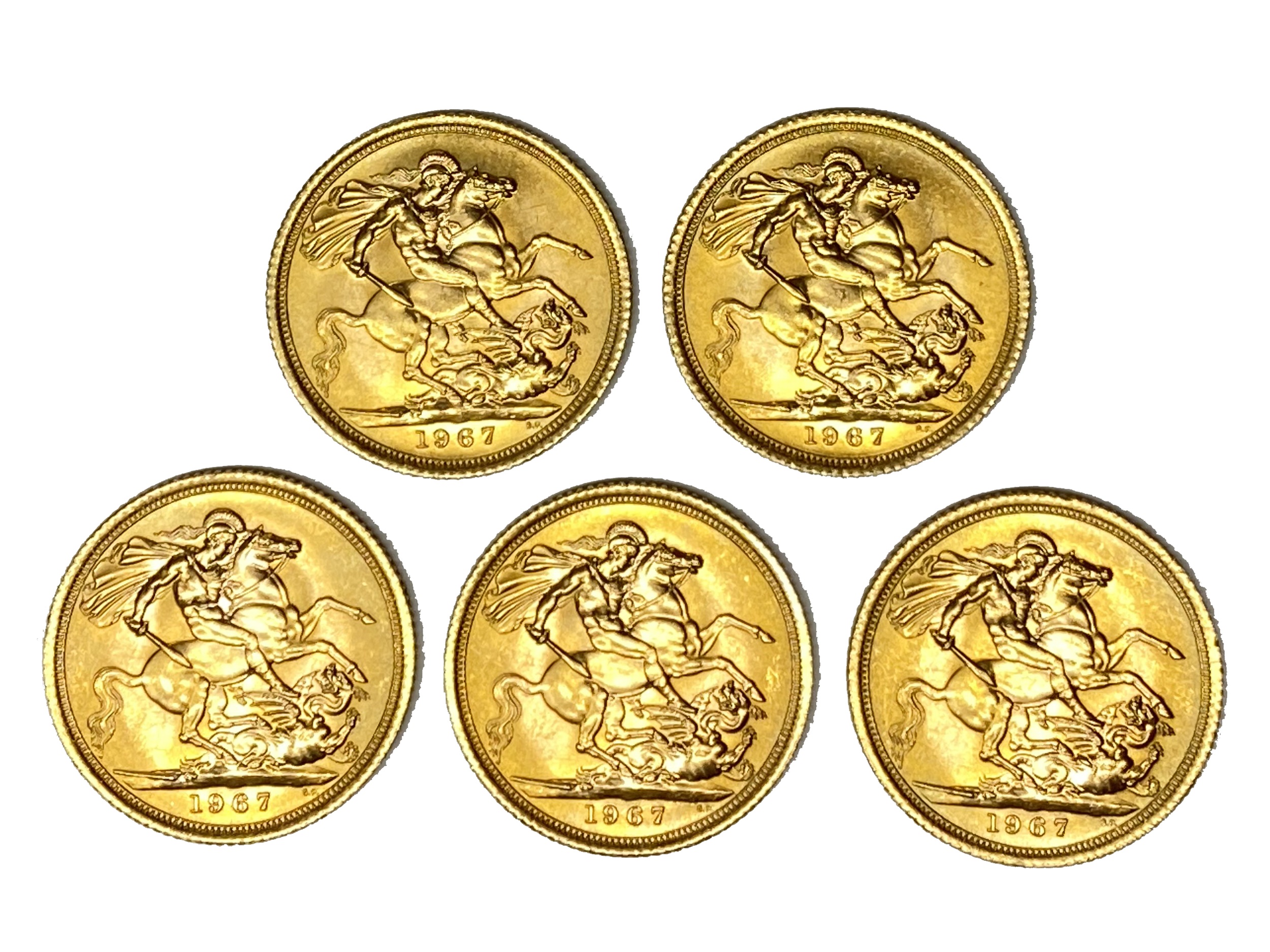 Elizabeth II five gold Sovereign coins, 1967 - Image 2 of 2