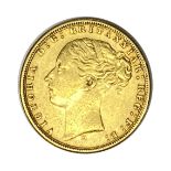 Queen Victoria gold Sovereign coin, 1876
