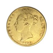 Queen Victoria gold half Sovereign coin, 1856