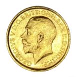 George V gold Sovereign coin, 1913, Sydney mint