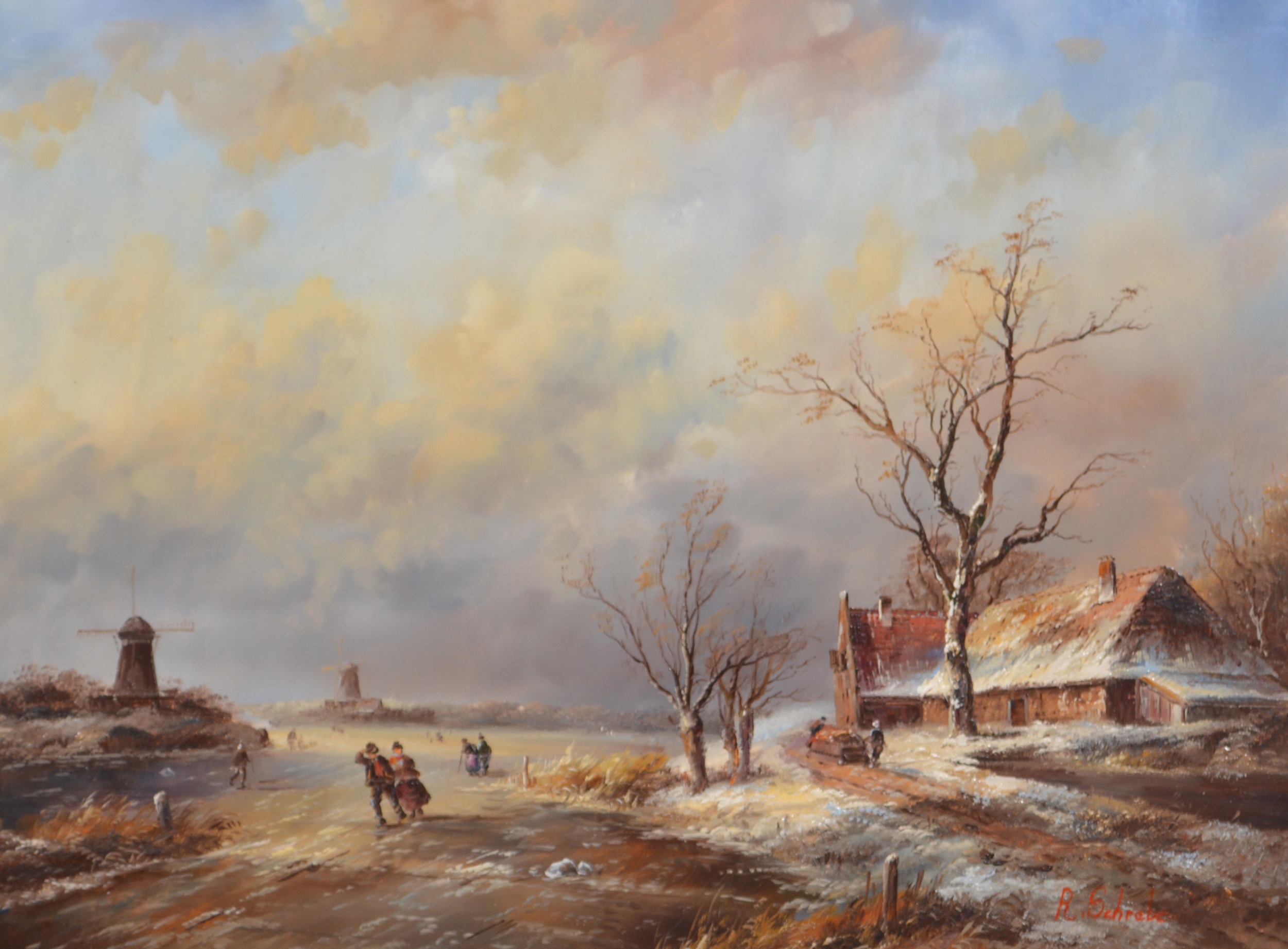 R Schrebe, Dutch winter landscape