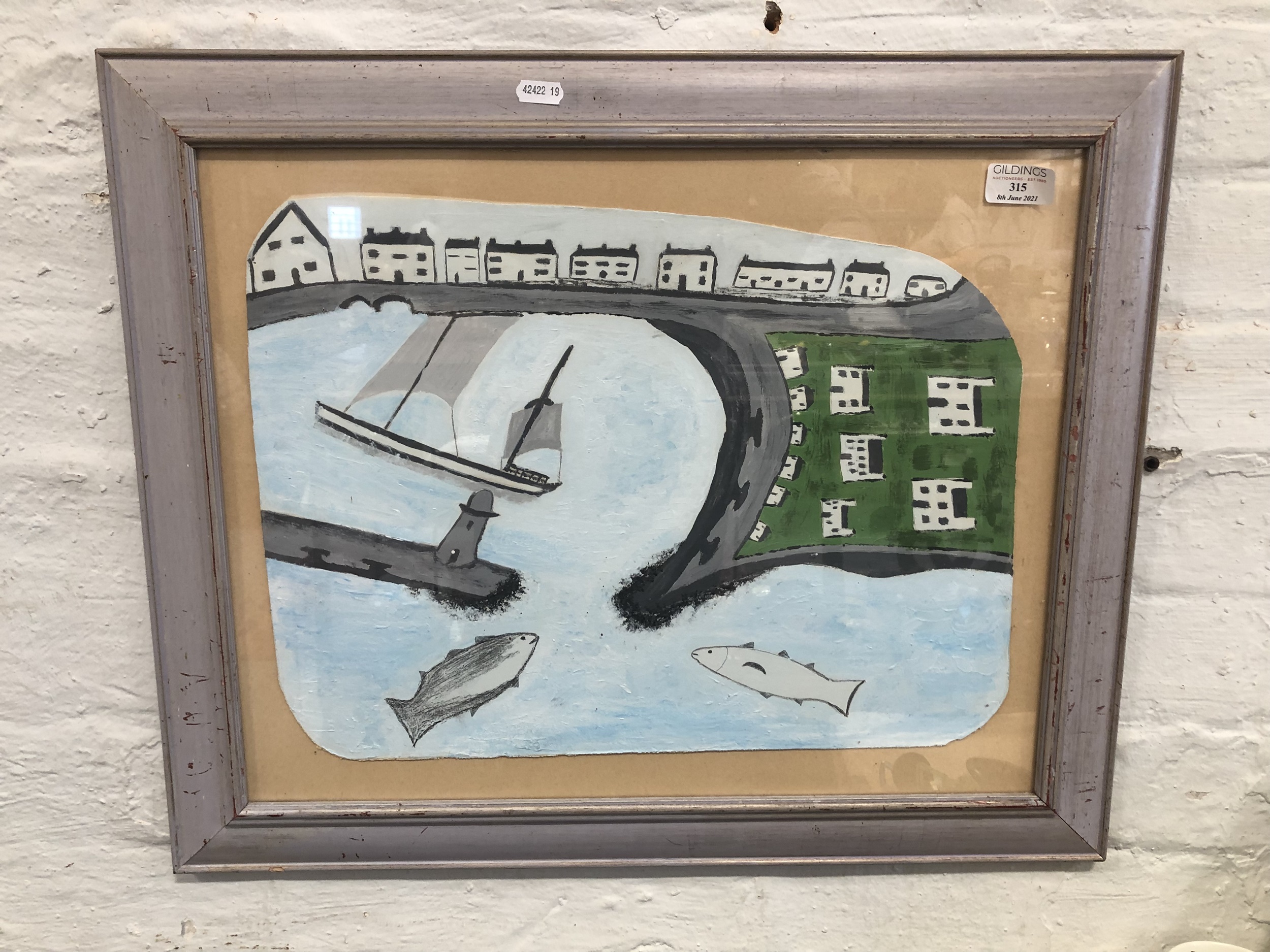 After Alfred Wallis, harbour scene. - Image 2 of 2