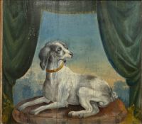 Continental School, study of a dog seated on a cushion