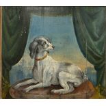 Continental School, study of a dog seated on a cushion