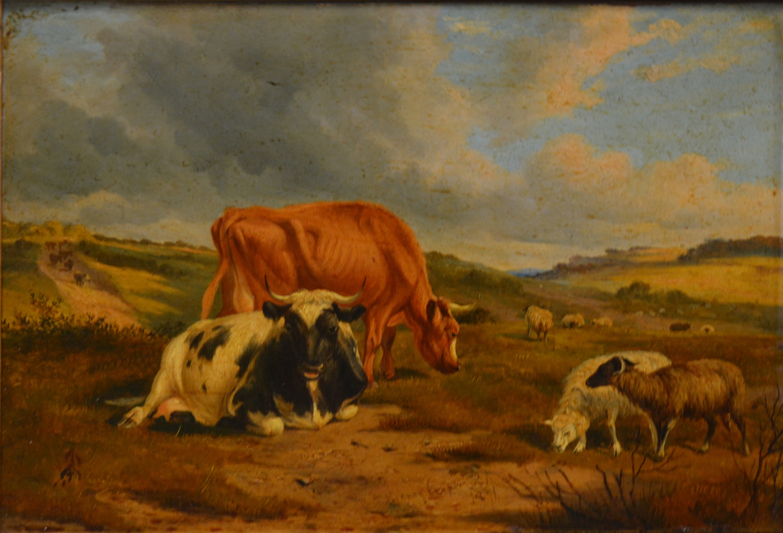 Follower of Thomas Sidney Cooper - sheep and cattle on fells, a pair