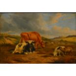 Follower of Thomas Sidney Cooper - sheep and cattle on fells, a pair