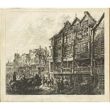 C Cuitt, Old Bridge Street, thought to be Northampton, etching, The Port of Glasgow.