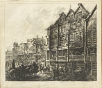 C Cuitt, Old Bridge Street, thought to be Northampton, etching, The Port of Glasgow.