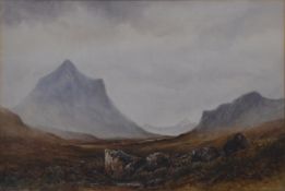 H Strutt, Mountainous landscape with cattle
