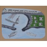 After Alfred Wallis, harbour scene.