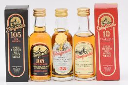 Glenfarclas, three miniature bottlings