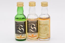 Springbank, three miniature bottlings, 12 yo, 15yo, 21yo