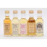 Five limited edition miniature bottlings of single malt whisky including Maund's Collection