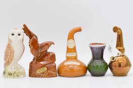 Collection of novelty ceramic miniatures, including Rutherford's decanters