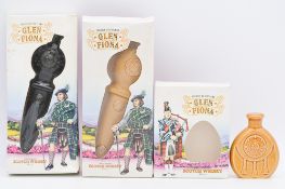 Collection of novelty ceramic decanters, including Glen Fiona