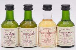 The Whisky Connoisseur, dumpy miniature series - four assorted malt whiskies
