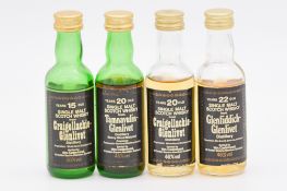 Cadenhead's Black Label miniature series, four assorted whiskies
