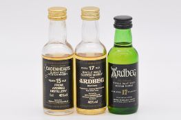 Cadenhead's Black Label miniature series: Ardbeg, three bottlings