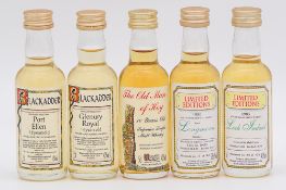 Blackadder International - Five assorted miniature whiskies