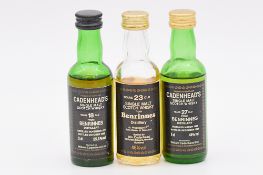 Cadenhead's Black Label miniature series: Benrinnes, three bottlings