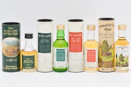 Seven speciality bottlings of miniature Scotch whisky