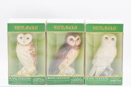 Set of six Royal Doulton decanters for Whyte & Mackay, Scottish Owl and Birds of Prey series