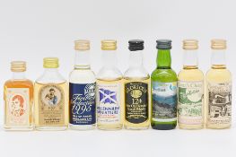 Twenty three assorted miniature bottlings of single malt and blended whiskies