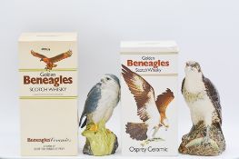 Beneagles Merlin and Osprey, two ceramic decanters