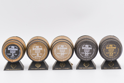 Collection of St Andrews whisky barrel miniatures