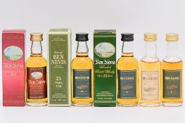 Dew of Ben Nevis, five bottlings of miniature blended whisky