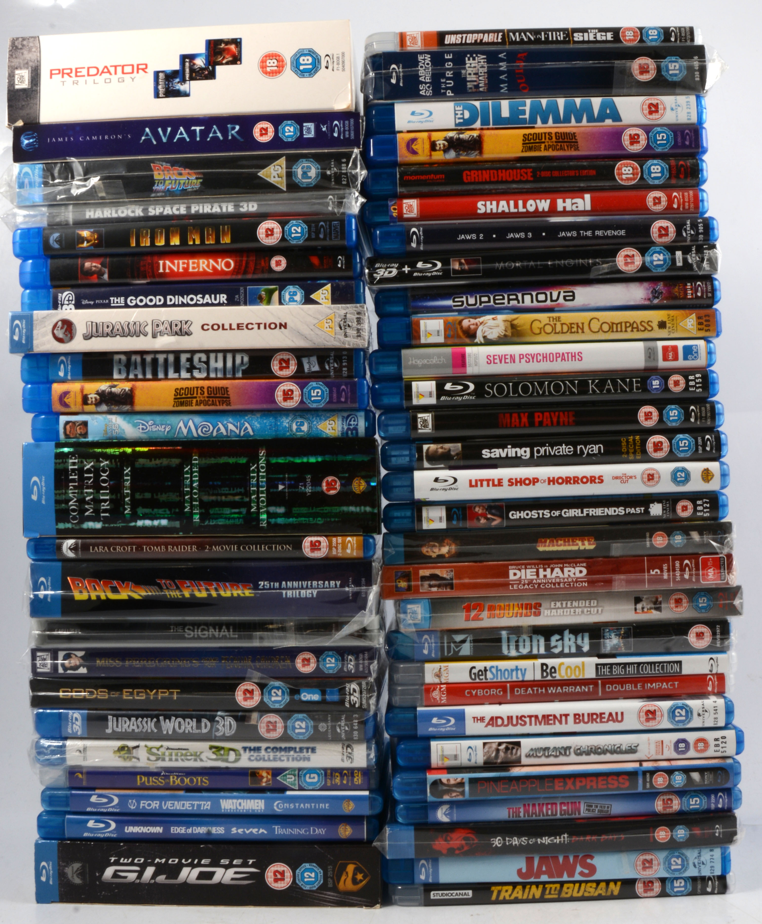 Blu-ray selection, eighty-two mixed films including Predator Trilogy, and others.