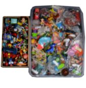 McDonald toys and others, a large collection of figures and toys in two boxes