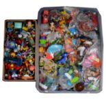 McDonald toys and others, a large collection of figures and toys in two boxes