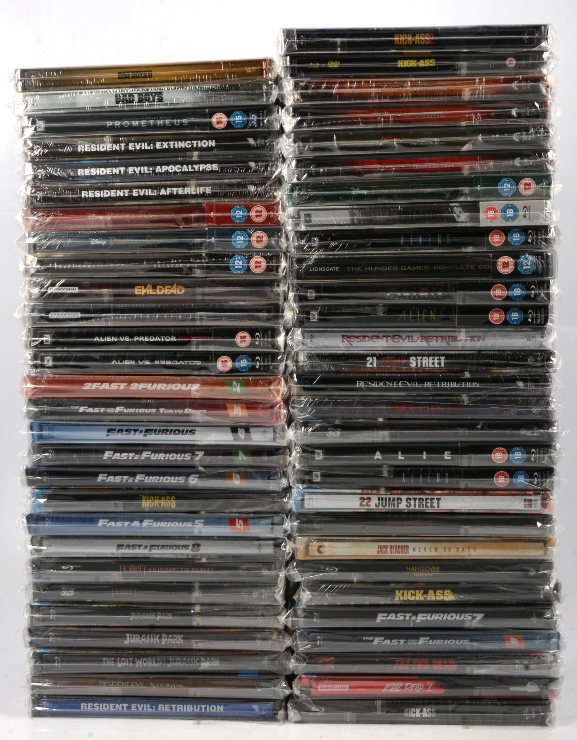 Steelbook Blu-rays, a collection of fifty-seven mixed films