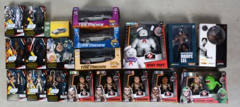 A collection of boxed action figures and vehicles