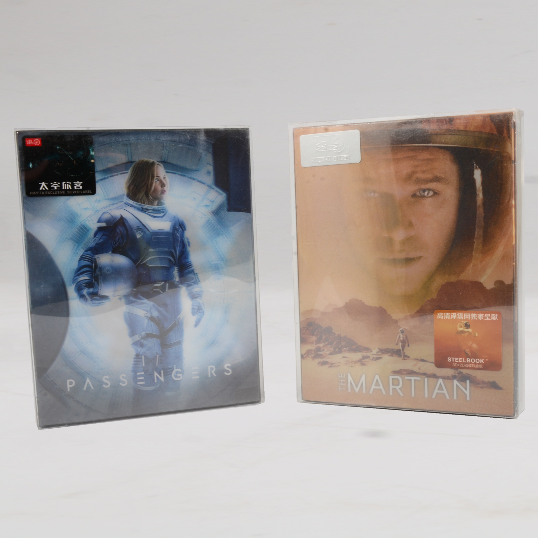 Passengers and The Martian Hdzeta Steelbook Silver Label Lenticular 3D Blu-rays.